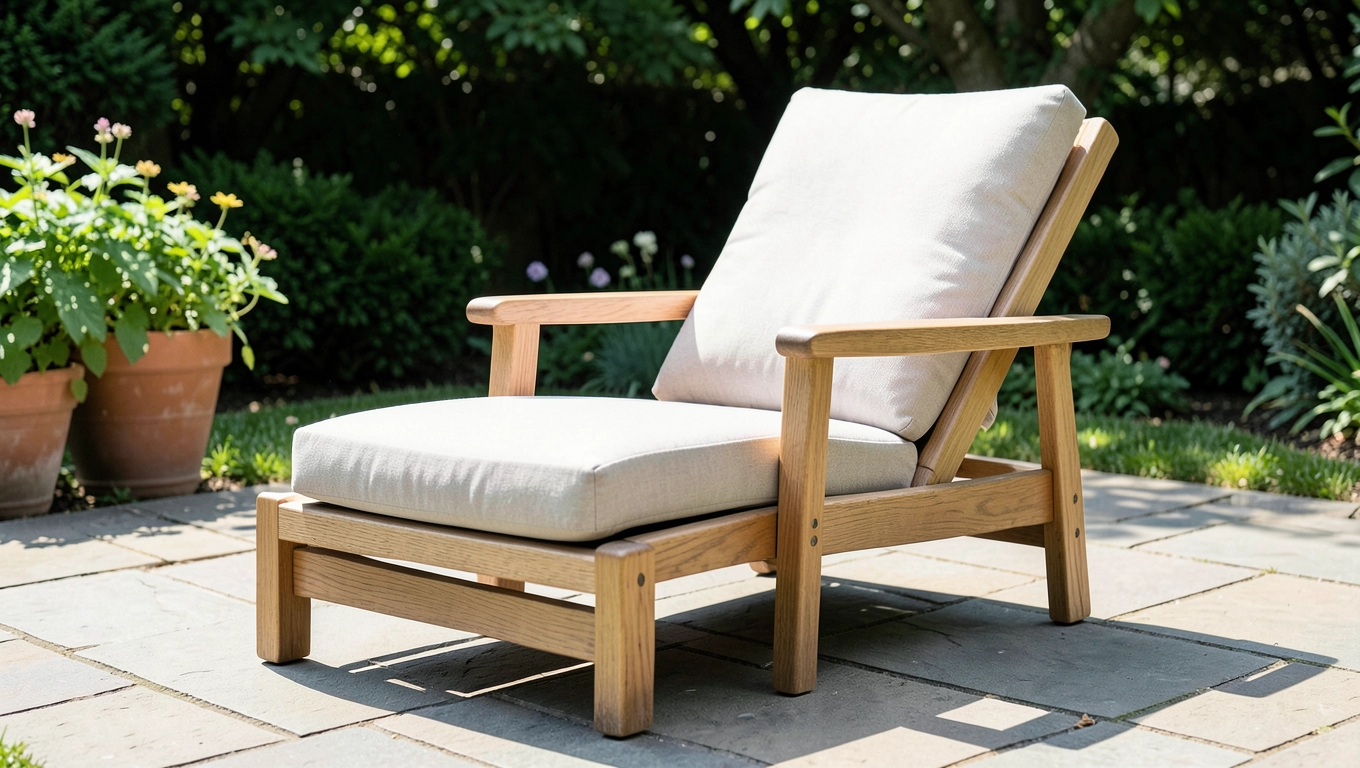 leżak ogrodowy drewniany z materacem